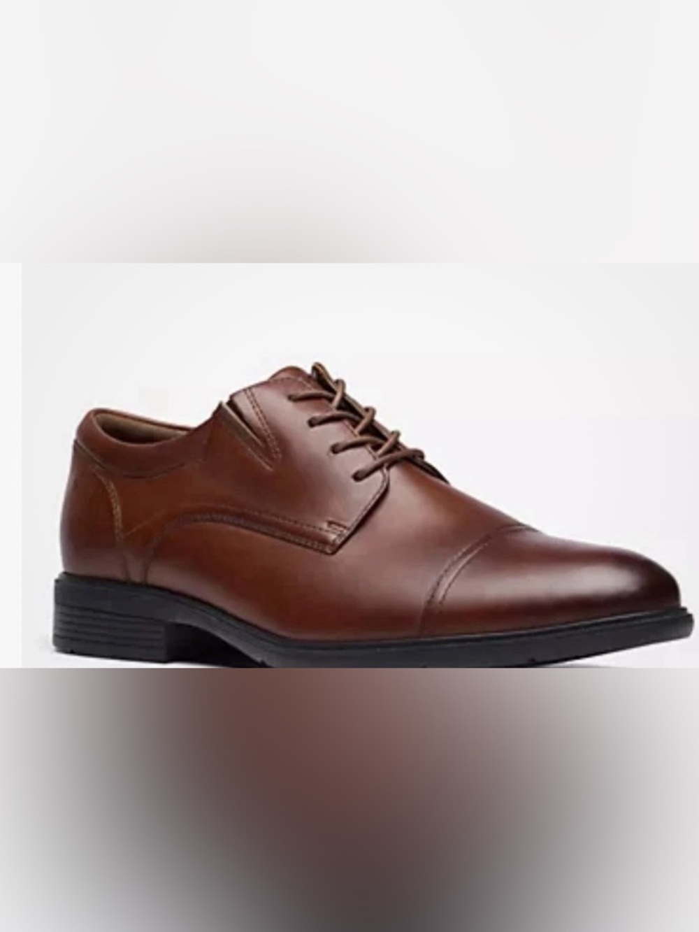 Clarks Brown Leather Cap-Toe Derby Lace-Up
